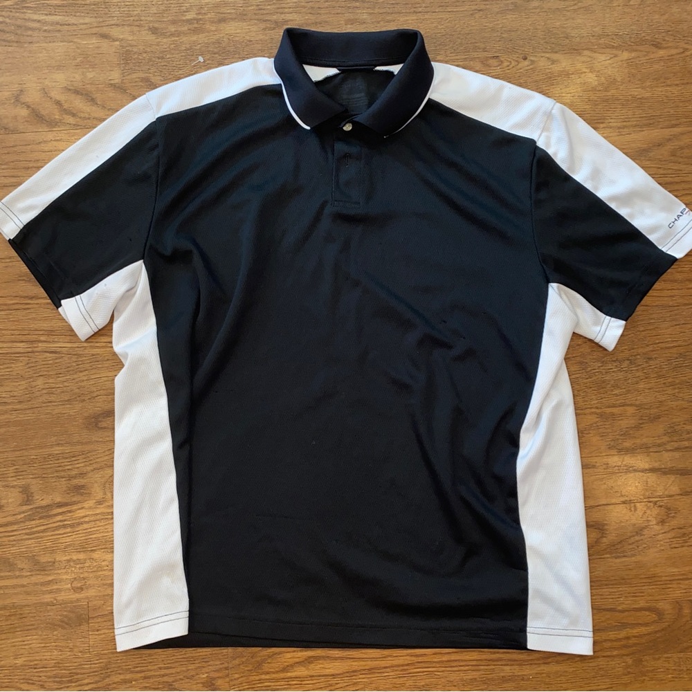 Chaps Short Sleeve Athletic Collared Shirt Mens Size XL Black White